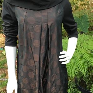 LATTE Black Cowl DressTunic w/Bronze Circles NWT